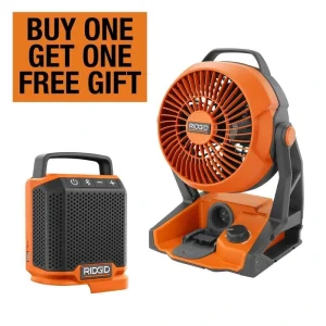 RIDGID 18V Cordless 2-Tool Combo Kit with Hybrid Jobsite Fan and Speaker with Bluetooth Wireless Technology (Tools Only)