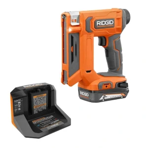 RIDGID 18V Cordless 3/8 in. Crown Stapler Kit with 2.0 Ah Battery and Charger