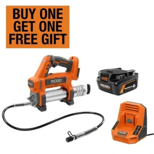 RIDGID 18V Cordless Grease Gun Kit with 4.0 Ah MAX Output Battery and Charger