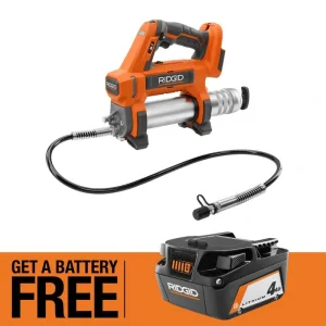 RIDGID 18V Cordless Grease Gun with 18V Lithium-Ion 4.0 Ah Battery