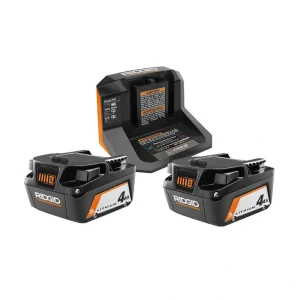 RIDGID 18V Lithium-Ion 4.0 Ah Battery (2-Pack) and 18V Charger Kit