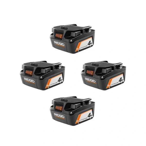 RIDGID 18V Lithium-Ion 4.0 Ah Battery (4-Pack)