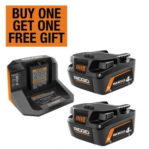 RIDGID 18V MAX Output Starter Kit with (2) 4.0 Ah Batteries and Charger