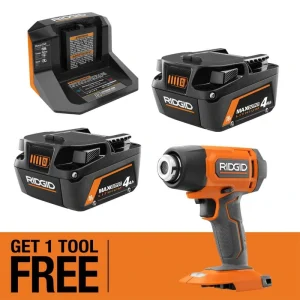RIDGID 18V MAX Output Starter Kit with (2) 4.0 Ah MAX Output Batteries and Charger with FREE 18V Compact Blower