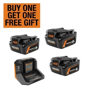 RIDGID 18V Starter Kit with (2) 4.0 Ah MAX Output Batteries and Charger with 6.0 Ah MAX Output Battery