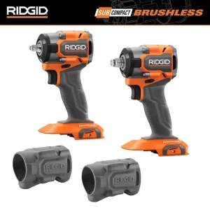 RIDGID 18V SubCompact Brushless 2Tool Combo Kit w/ 3/8 in. Impact Wrench, 1/2 in. Impact Wrench (Tools Only) & Protective Boots