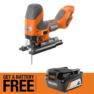 RIDGID 18V SubCompact Brushless Cordless Barrel Grip Jig Sawwith FREE 4.0 Ah Lithium-Ion Battery