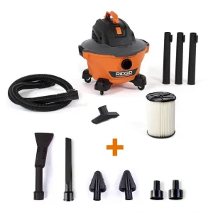 RIDGID 6 Gallon 3.5 Peak HP NXT Shop Vac Wet Dry Vacuum with Filter, Hose, Wands, Utility Nozzle and Car Cleaning Kit