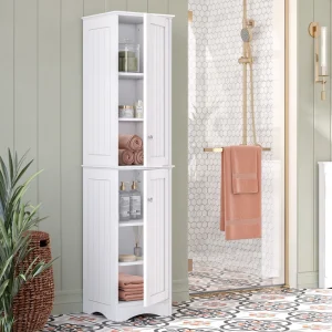 RiverRidge Ashland 14-in x 60-in x 13.5-in White Freestanding Linen Cabinet