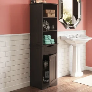 RiverRidge Ashland 16.54-in x 60.04-in x 13.39-in Espresso Freestanding Linen Cabinet