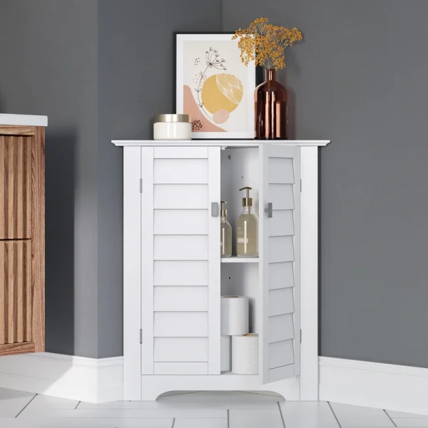 RiverRidge Brookfield 25.25-in x 30.81-in x 18-in White Freestanding Corner Linen Cabinet