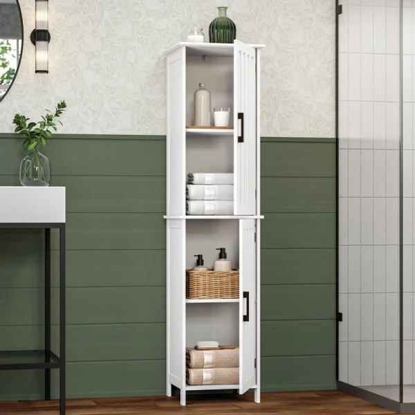 RiverRidge Monroe 14.75-in x 60-in x 13.38-in White Freestanding Linen Cabinet