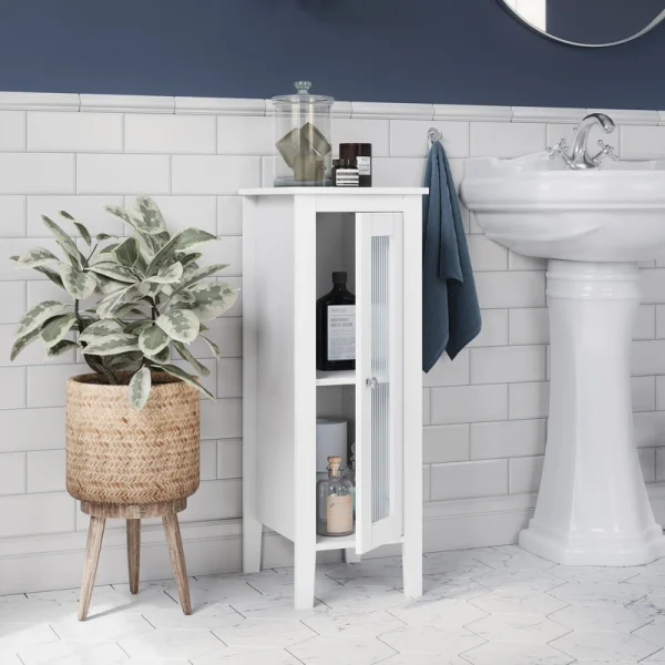 RiverRidge Prescott 11.75-in x 32-in x 13-in White Freestanding Soft Close Linen Cabinet