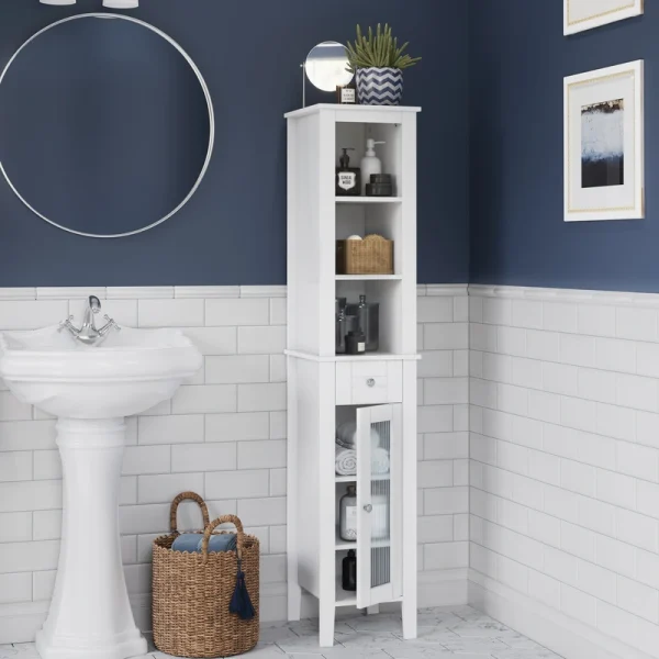 RiverRidge Prescott 11.75-in x 60-in x 13-in White Freestanding Soft Close Linen Cabinet