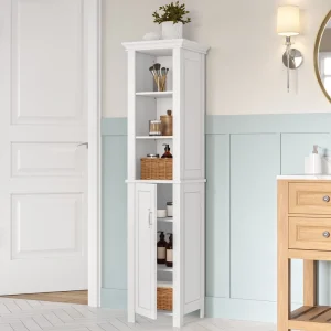 RiverRidge Somerset 13.94-in x 60-in x 13.5-in White Freestanding Linen Cabinet