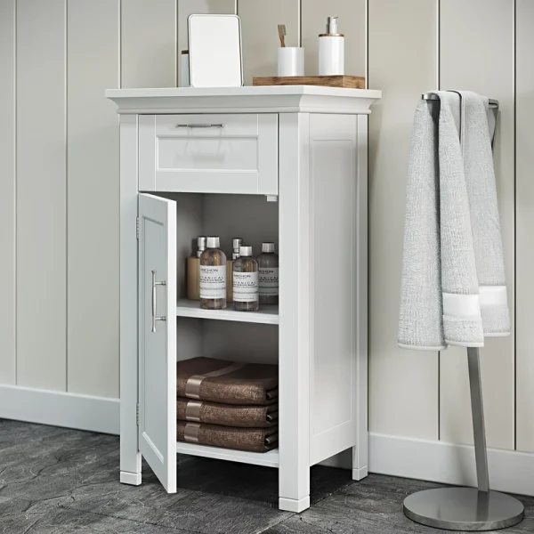 RiverRidge Somerset 15.75-in x 30.25-in x 11.81-in White Freestanding Linen Cabinet