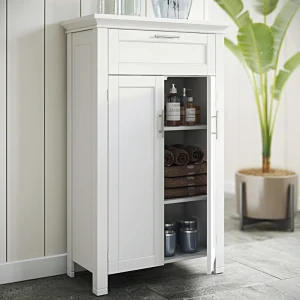 RiverRidge Somerset 23.6-in x 40.25-in x 11.81-in White Freestanding Linen Cabinet