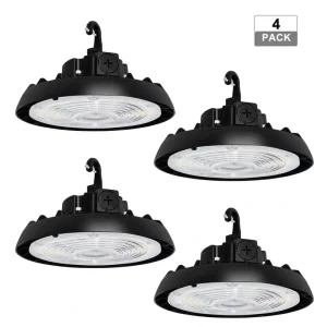 RUN BISON 10.4 in. Integrated UFO LED High Bay Light Fixture Garage Light, 4000/5000K, 21000 Lumens 0-Watt to 10-Volt (4-Pack)