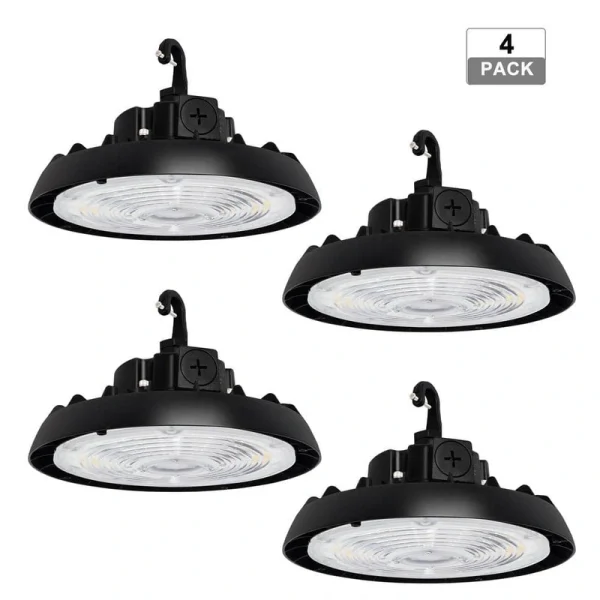 RUN BISON 10.4 in. Integrated UFO LED High Bay Light Fixture Garage Light, 4000/5000K, 21000 Lumens 0-Watt to 10-Volt (4-Pack)