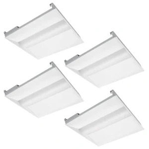 RUN BISON 2 ft. x 2 ft. 100W Equivalent White Dimmable 3500K-4000K-5000K Integrated LED Troffer Light, up to 5000 Lumens (4-Pack)