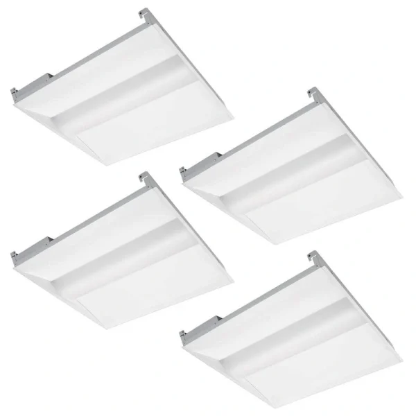 RUN BISON 2 ft. x 2 ft. 100W Equivalent White Dimmable 3500K-4000K-5000K Integrated LED Troffer Light, up to 5000 Lumens (4-Pack)