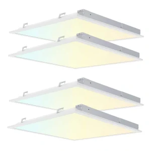 RUN BISON 2 ft. x 2 ft. White 2200/3300/4400 Lumens Integrated LED Panel-Light Troffer-Light, 3500/4000/5000K (4-Pack)