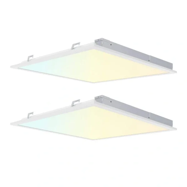RUN BISON 2-PACK 2 ft. x 2 ft. Dimmable White CCT And Wattage Selectable Integrated LED Back-Lit Panel Light, 2750-3300-4400Lumens