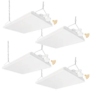 RUN BISON 4-Pack 2 ft. 800-Watt Equivalent 28,350 Lumens Integrated LED Dimmable High Bay Light With Motion Sensor, 5000K Daylight