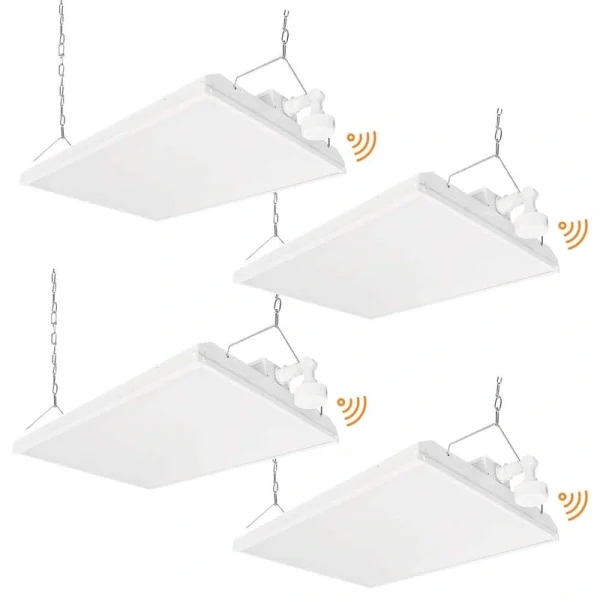 RUN BISON 4-Pack 2 ft. 800-Watt Equivalent 28,350 Lumens Integrated LED Dimmable High Bay Light With Motion Sensor, 5000K Daylight