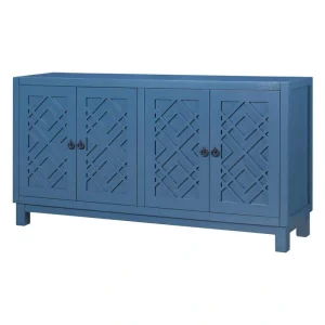 Runesay 60 in. W x 15.7 in. D x 32 in. H in. Navy Soildwood and MDF Ready to Assemble Floor Base Kitchen Cabinet Sideboard