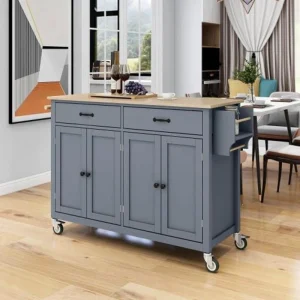 Runesay Black Mdf Base with Mdf Wood Top Rolling Kitchen Island (18.5-in x 54.33-in x 36.22-in) T726918093