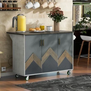 Runesay White Mdf Base with Mdf Wood Top Rolling Kitchen Island (25.7-in x 51.57-in x 36.7-in)