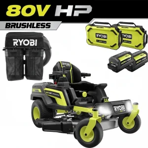 RYOBI 80V HP Brushless 42 in. Battery Electric Cordless Zero Turn Mower with Bagger, (2) 80V 10 Ah, (2) 12 Ah 40V Batteries