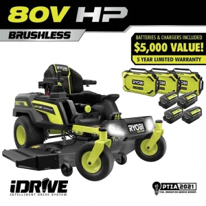 RYOBI 80V HP Brushless 54 in. Battery Electric Cordless Zero Turn Riding Mower (3) 80V Batteries (4) 40V Batteries and Charger
