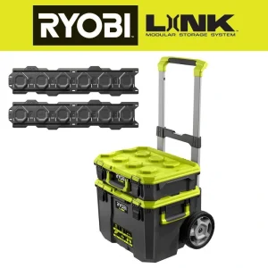 RYOBI LINK Rolling Tool Box and Standard Tool Box with Wall Rail (2-Pack)