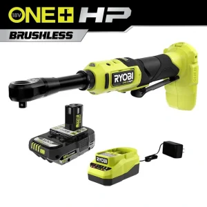 RYOBI ONE+ 18V Brushless Cordless 3/8 in. Extended Reach Ratchet with (1) 2.0 Ah Battery and Charger