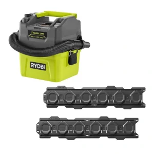 RYOBI ONE+ 18V Cordless 1 Gal. Wet/Dry Vacuum (Tool Only) with LINK Wall Rails (2-Pack)