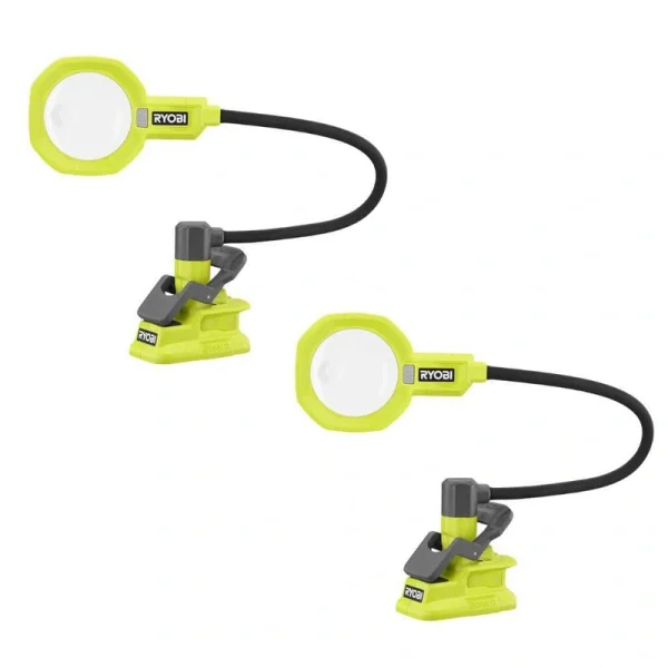 RYOBI ONE+ 18V Cordless LED Magnifying Clamp Light 2-Pack (Tools Only)