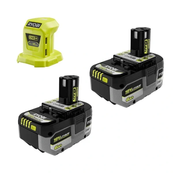 RYOBI ONE+ 18V Cordless Portable Power Source with 6.0 Ah HIGH PERFORMANCE Battery (2-Pack)