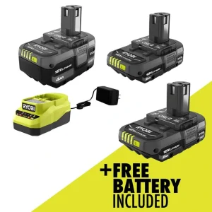 RYOBI ONE+ 18V Lithium-Ion Kit with 2.0 Ah and 4.0 Ah Batteries, Charger, and Free ONE+ 18V 2.0 Ah Lithium-Ion Battery