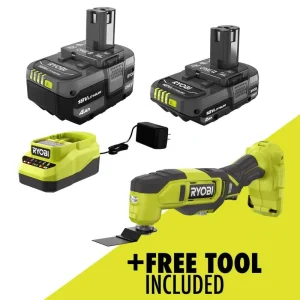 RYOBI ONE+ 18V Lithium-Ion Kit with 2.0 Ah and 4.0 Ah Batteries, Charger, and Free ONE+ 18V Cordless Multi-Tool