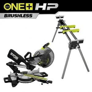 RYOBI ONE+ HP 18V Brushless Cordless 10 in. Sliding Compound Miter Saw (Tool Only) with Foldable Miter Saw QUICKSTAND