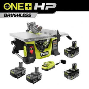 RYOBI ONE+ HP 18V Brushless Cordless 8-1/4 in. Compact Portable Jobsite Table Saw Kit with (4) 4.0 Ah Batteries and Charger