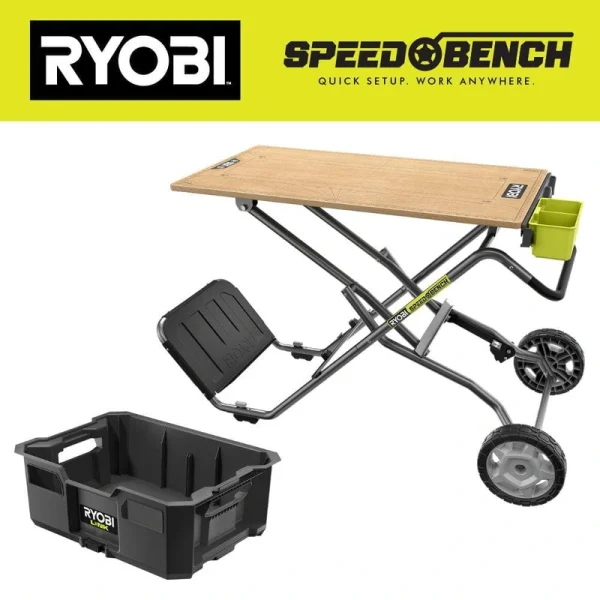 RYOBI Speed Bench 23 in. W x 20 in. D Mobile Workstation with LINK Tool Crate
