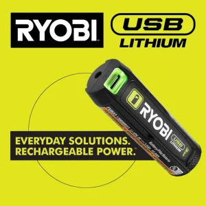 RYOBI USB Lithium Cordless High Volume Inflator Kit with USB Lithium 2.0 Ah Battery and Charging Cable