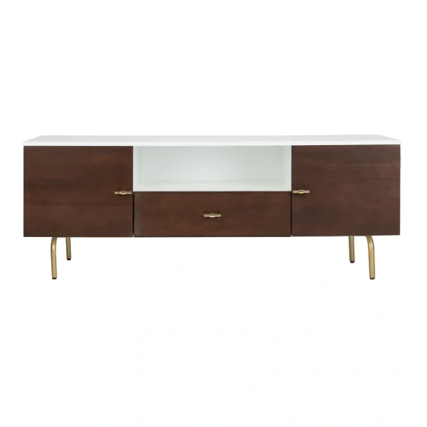 Safavieh Genevieve Walnut/White/Gold Contemporary/Modern Wood Media Cabinet