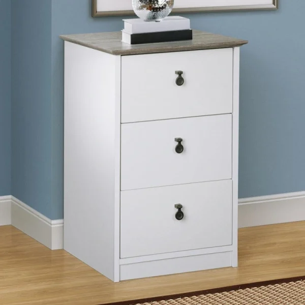 Saint Birch Finley White and Drift Wood Office Cabinet