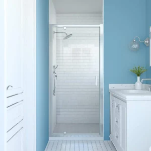SHAAMA 23-24 in. W x 72 in. H Pivot Framed Swing Shower Door in Single Panel in Chrome Finish in 1/4 in. Clear Tempered Glass