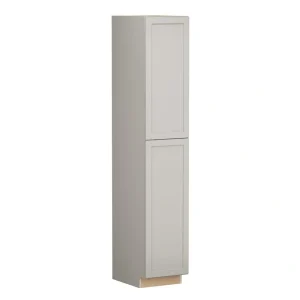 Shaker Full Overlay 18 in. W x 24 in. D x 96 in. H Plywood Assembled Utility Kitchen Cabinet in Stone Gray