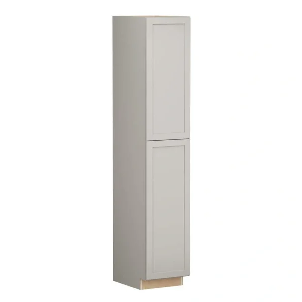 Shaker Full Overlay 18 in. W x 24 in. D x 96 in. H Plywood Assembled Utility Kitchen Cabinet in Stone Gray
